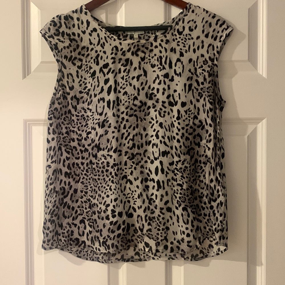 Joie cap sleeve blouse. Black and white leopard print. Size small.